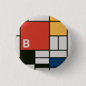 De Stijl inspireerde primair gekleurde vierkanten  Ronde Button 3,2 Cm (Voorkant)