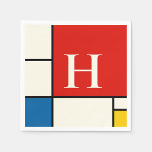 De Stijl inspireerde primair gekleurde vierkanten Servet