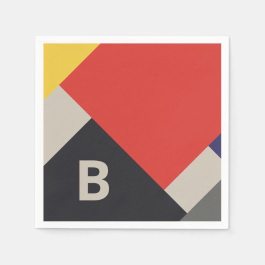 De Stijl inspireerde primair gekleurde vierkanten  Servet (Voorkant)