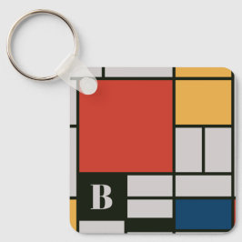 De Stijl inspireerde primair gekleurde vierkanten Sleutelhanger