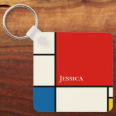 De Stijl inspireerde primair gekleurde vierkanten Sleutelhanger (Voorkant)