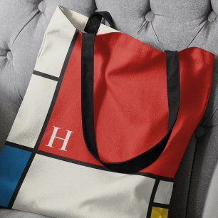 De Stijl inspireerde primair gekleurde vierkanten  Tote Bag