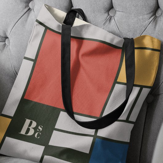De Stijl inspireerde primair gekleurde vierkanten  Tote Bag