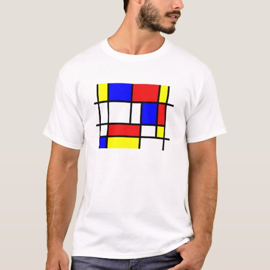 De Stijl - Kleurrijke en geometrische Mondrian-sti T-shirt (Voorkant)
