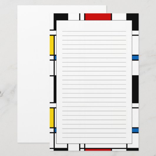 De Stijl Pattern Briefpapier (Voorkant / Achterkant)
