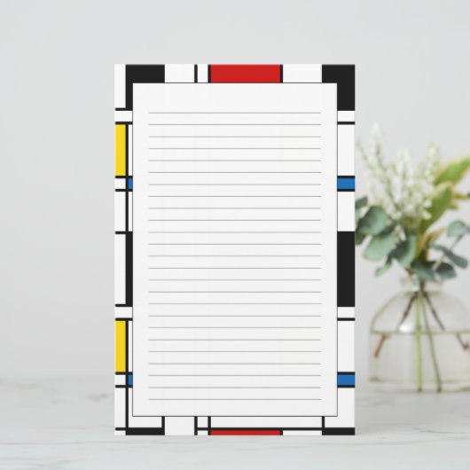 De Stijl Pattern Briefpapier (Staand voorkant)