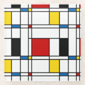 De Stijl Pattern Glazen Onderzetter (Voorkant)