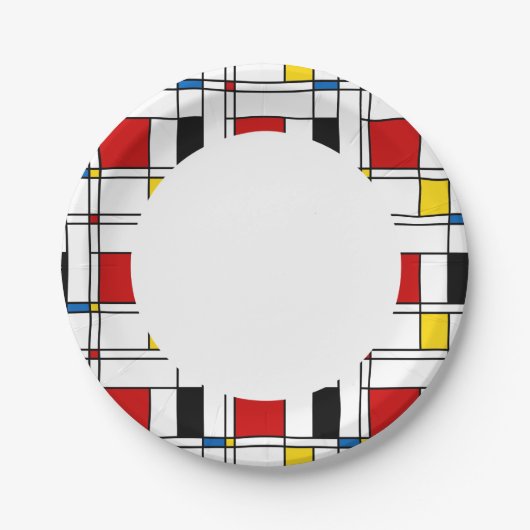 De Stijl Pattern Papieren Bordje (Voorkant)
