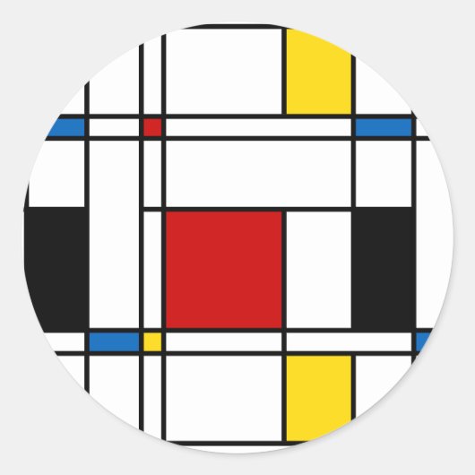 De Stijl Pattern Ronde Sticker (Voorkant)