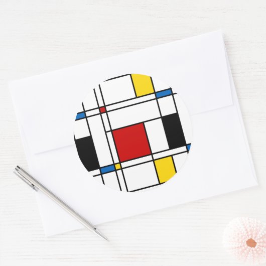 De Stijl Pattern Ronde Sticker (Envelop)