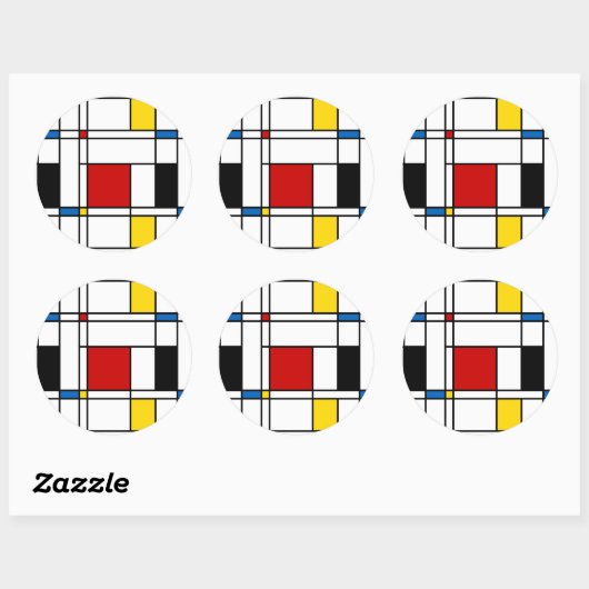 De Stijl Pattern Ronde Sticker (Vel)
