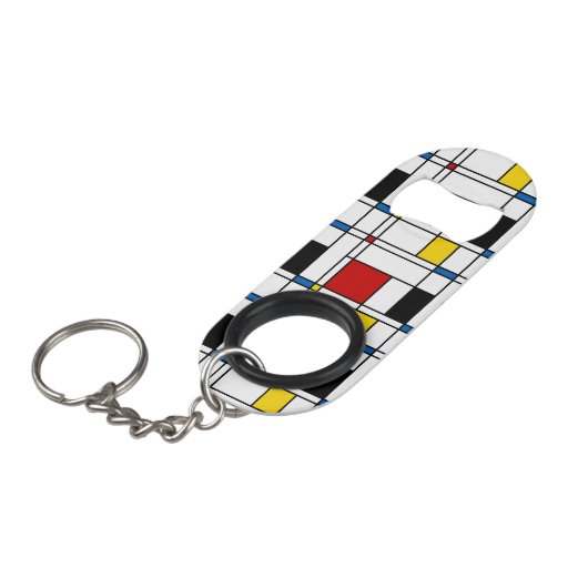 De Stijl Pattern Sleutelhanger Flessenopener (Voorkant Gekanteld)