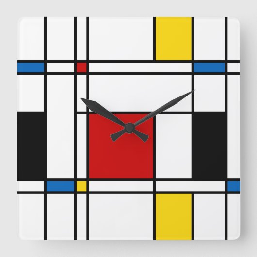 De Stijl Pattern Vierkante Klok (Voorkant)