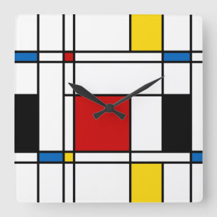 De Stijl Pattern Vierkante Klok