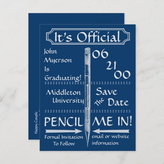 De  stijl van het Chalkboard sparen de Datum/nodig Aankondigingskaart (Voorkant / Achterkant)