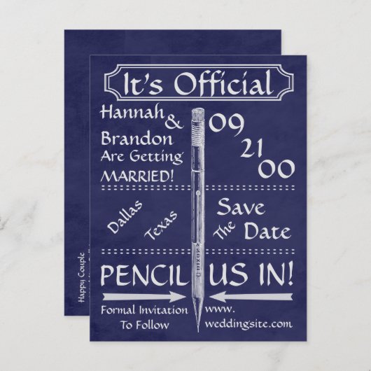 De stijl van het Chalkboard sparen de Datum/nodig Aankondigingskaart (Voorkant / Achterkant)