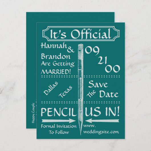 De stijl van het Chalkboard sparen de Datum/nodig Aankondigingskaart (Voorkant / Achterkant)