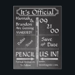 De  stijl van het Chalkboard sparen de Datum/nodig Aankondigingskaart<br><div class="desc">Veel plezier met dit en krijtbordgeïnspireerde grafische ontwerp. Aanbevolen is een stijl banner en een stijlpotlood. De gasten zullen onder de indruk zijn van uw verzoek om uw datum op hun kalender te houden! De achtergrondkleur kan worden veranderd om uw eigen kleurenschema te passen. Tekstlettergrootte, -stijl en -kleur kunnen ook...</div>