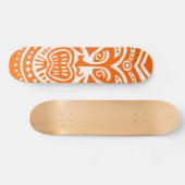 De Stijl van het Masker van Tiki - Oranje op Wit ( Skateboard (Horizontaal)