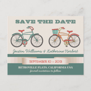 De stijl van het Retro van de Fietsen van de Stri Save The Date