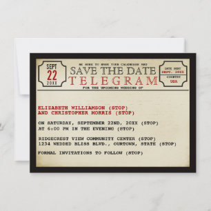 De  stijl van het Telegram sparen de Datum Save The Date