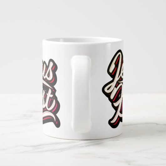 De stijl van Jesus First 70 Grote Koffiekop (Achterkant)