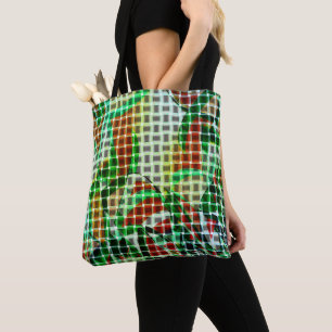 De stijl van manden op groene gebogen banden tote bag