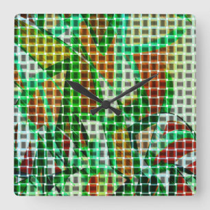 De stijl van manden op groene gebogen linten vierkante klok