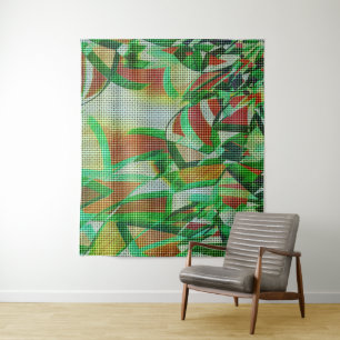 De stijl van manden op groene gebogen linten wandkleed