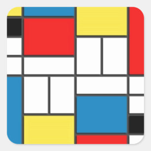 De Stijl van Mondrian Vierkante Sticker