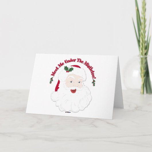 De  stijlkerstman ontmoet me onder de mistletoe! feestdagen kaart (Voorkant)