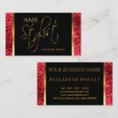 De Stijllijst van het haar in een Rode Glitter Visitekaartje (Voorkant / Achterkant)