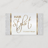 De Stijllijst van het haar in een Witte Glitter Visitekaartje (Voorkant)