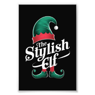 De stijlvolle Elf Group die kerstmis uit de famili Foto Afdruk