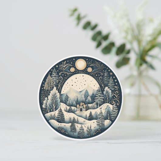 De stille betovering van de winter feestdagenkaart (Staand voorkant)