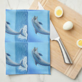 De Stille Dans van de Dolfijn Theedoek (Quarter Fold)
