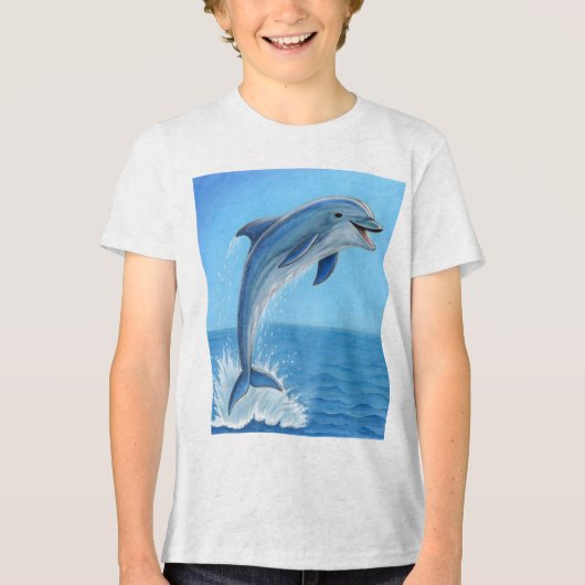 De Stille Dans van de Dolfijn Tri-Blend Shirt (Voorkant)
