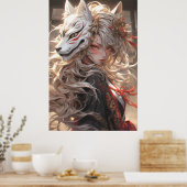 De stille gelofte van de Kitsune | Japanese Fox Sa Poster (Keuken)