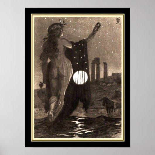 "De stille stappen van Dreamweaver" Art Nouveau Pr Poster (Voorkant)