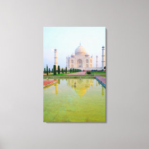 De stille vredige Wereldberoemde Taj Mahal bij Canvas Afdruk