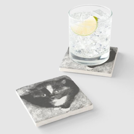 De stille waarnemer stenen onderzetter (Zijkant)