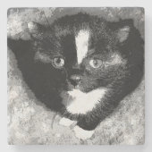 De stille waarnemer stenen onderzetter (Voorkant)