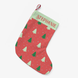 De stilte roze kerstboom patroon kleine kerstsok