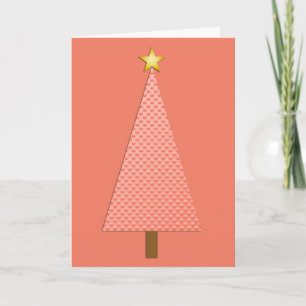 De stip moderne Kerstboom van het koraal Feestdagen Kaart