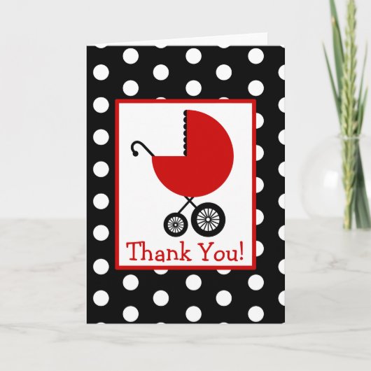 De stippen & het Rode Baby shower van het Vervoer Bedankkaart (Voorkant)