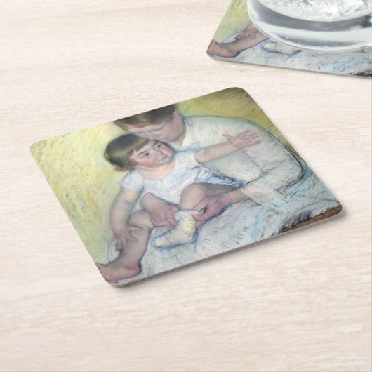 De Stocking, Mary Cassatt Kartonnen Onderzetters (Schuin)