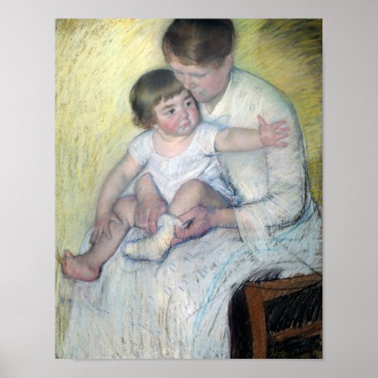 De Stocking, Mary Cassatt Poster (Voorkant)