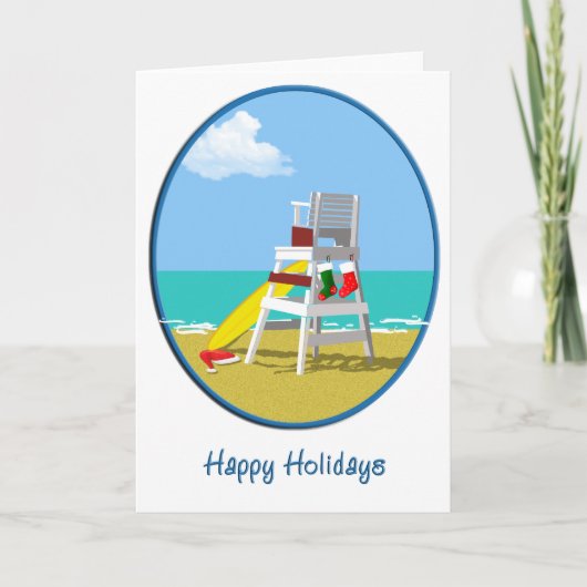 De Stoel van de badmeester bij Kerstmis Feestdagen Kaart (Voorkant)