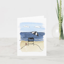 De Stoel van de badmeester op het Strand Notecards Kaart