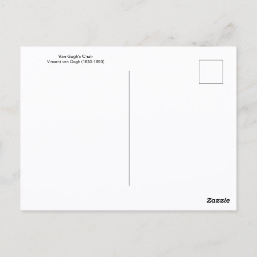 De stoel van de kunstenaar Vincent van Gogh Briefkaart (Achterkant)